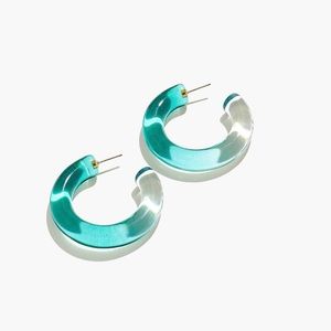 Madewell Teal Ombré Chunky Resin Hoop Earrings